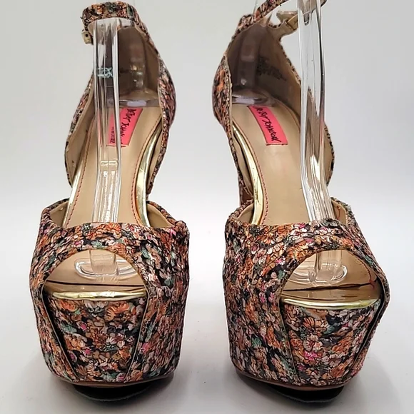 BETSEY JOHNSON ๐ sz9.5 Bandit Stacked Platform Stiletto SEXY! ๐ฅ๐ฅ - Picture 4 of 13